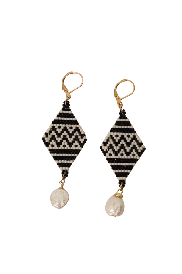Aretes Rombos Blanco y Negro