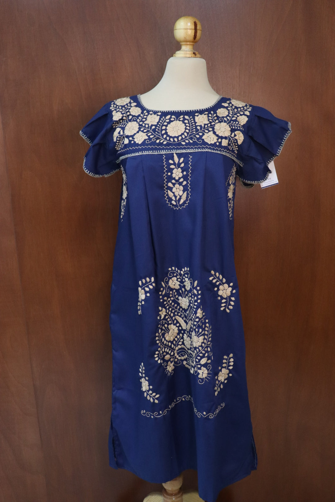 Vestido Tzin Azul /Flores beige