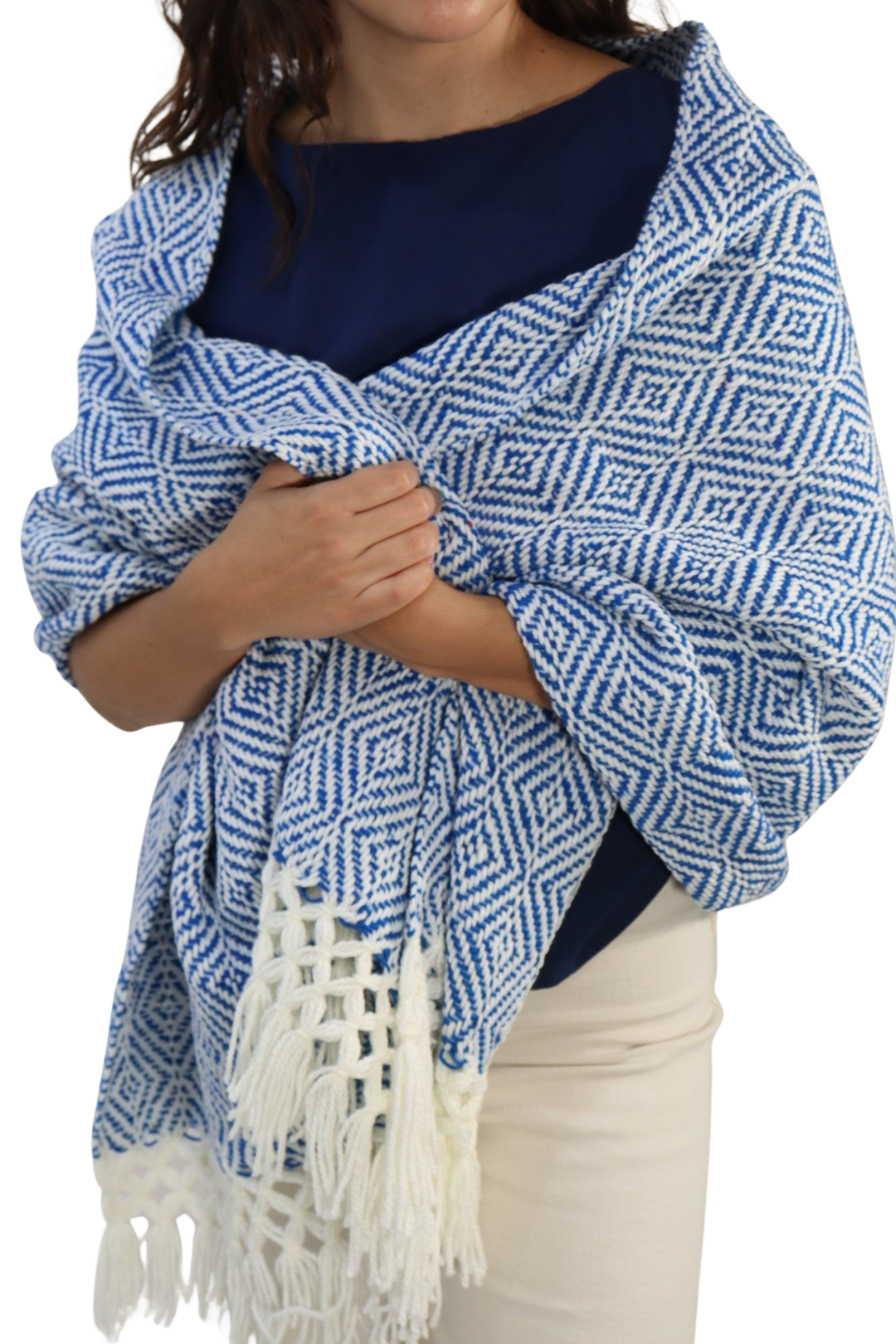 Chal Azul con Blanco