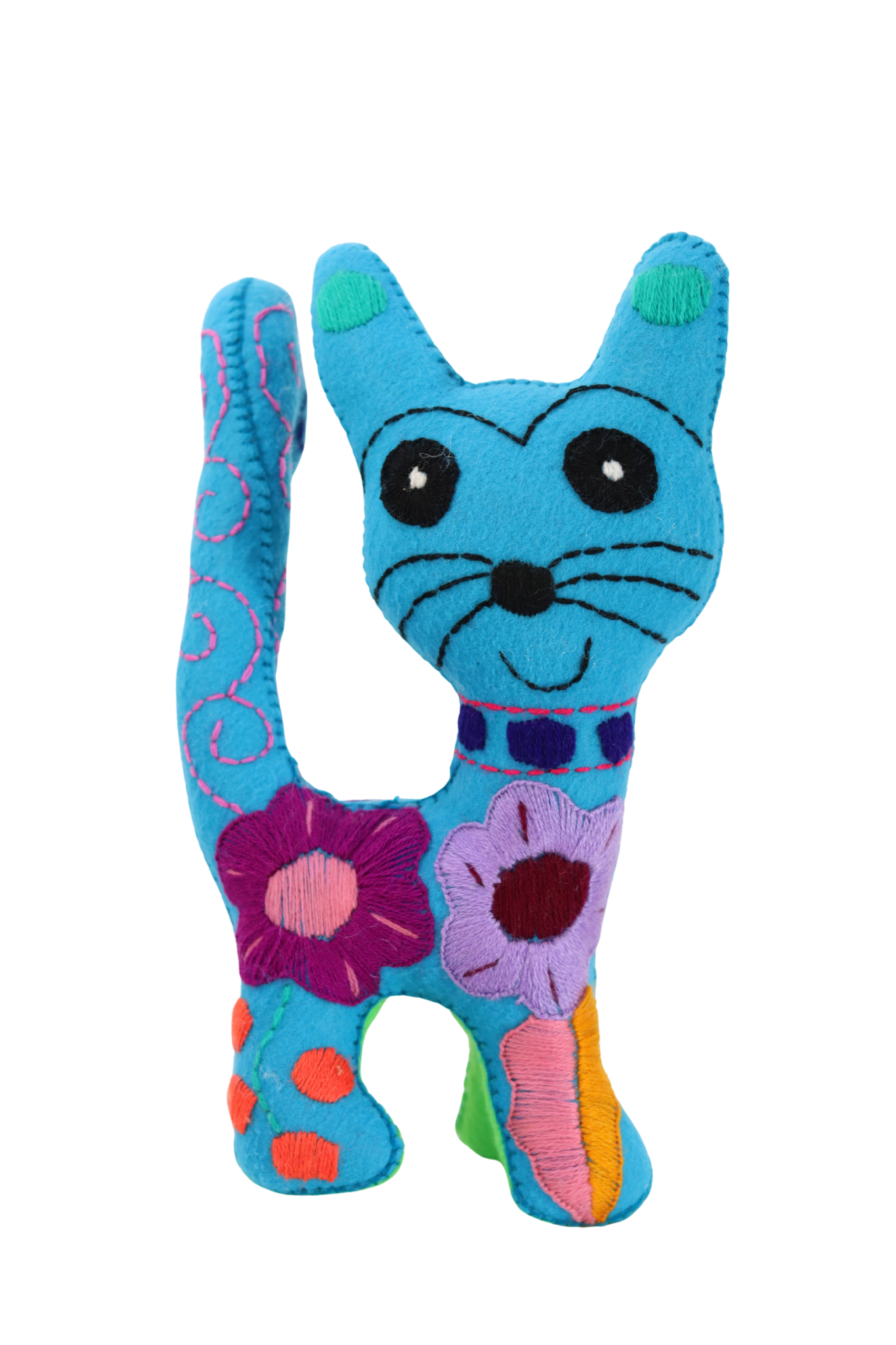 Gato azul bordado