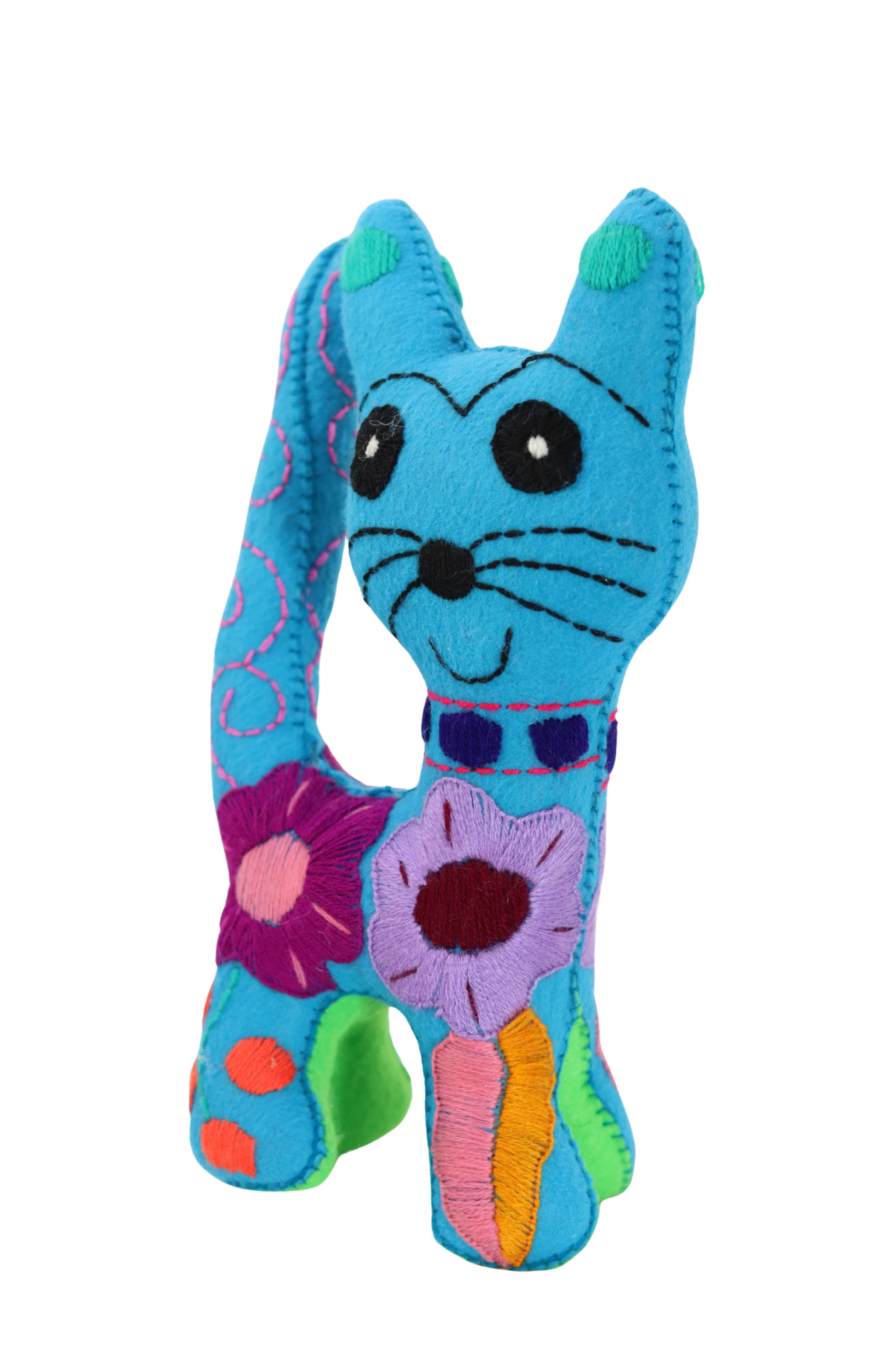 Gato azul bordado