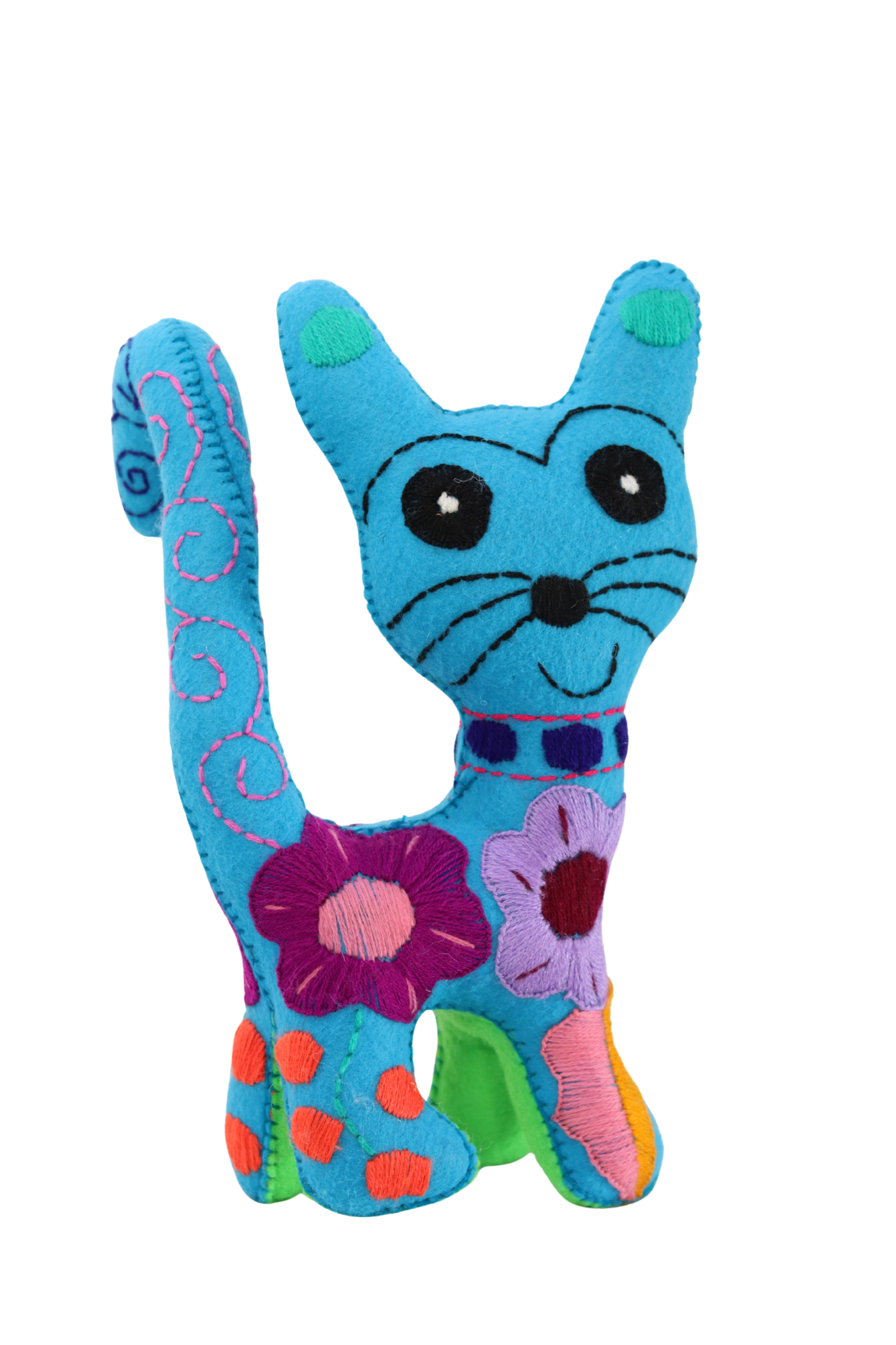 Gato azul bordado