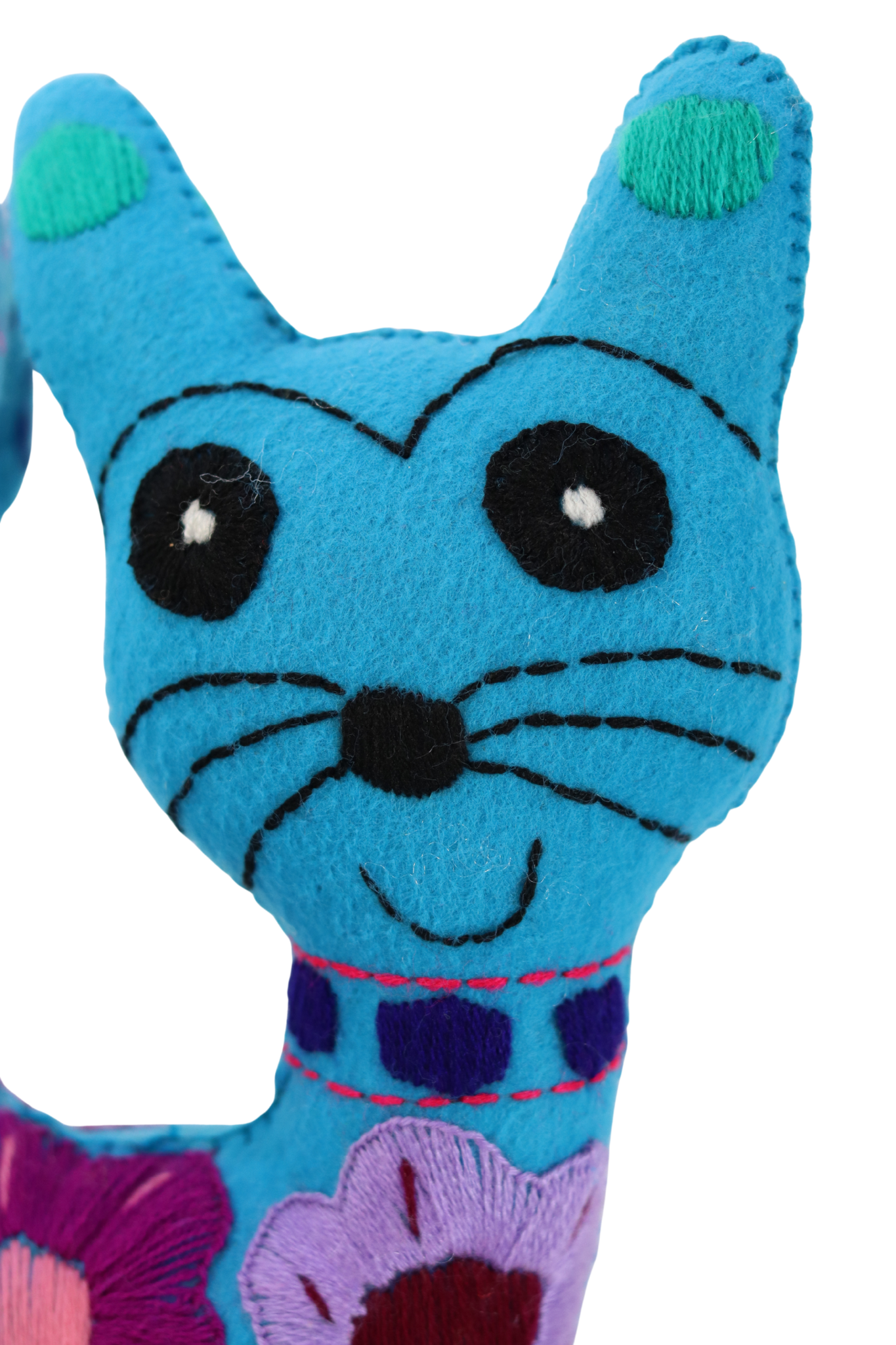 Gato azul bordado